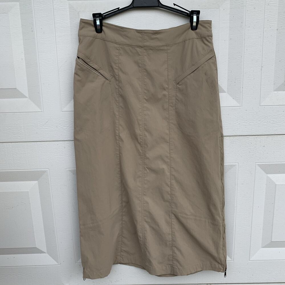 Royal Robbin’s Midi Nylon Skirt Sz 2 Or Xs Hiking Khaki Cargo